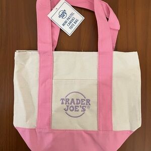 Trader Joe’s Mini Canvas Tote Bag in Pastel Pink